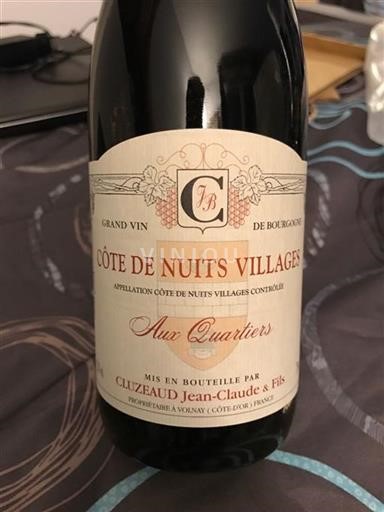 Burgundi Côte de Nuits -kylät Cluzeaud Jean-Claude & Fils Aux Quartiers 2010