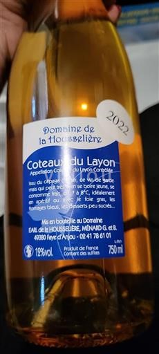 Loiredalen Coteaux-du-Layon Domaine La Housselière 2022