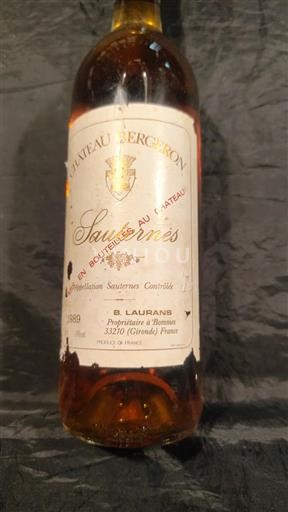 Bordeaux Sauternes Château Bergeron 1989