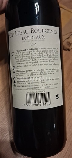 Burdeos Bordeaux Château Bourgeney 2005