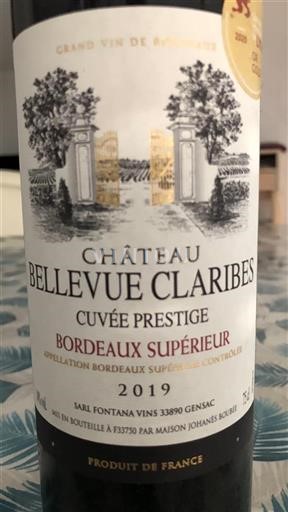 Bordéus Bordeaux Superior Château Bellevue Claribes Prestige 2019