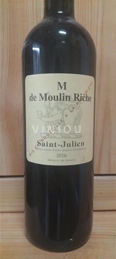 Vin Rouge sec M Château Moulin Riche 2016 France Bordeaux Saint-Julien AOC