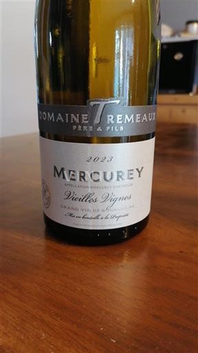 Vin Blanc sec Vieilles Vignes Domaine Tremeaux 2023 France Bourgogne Mercurey AOC