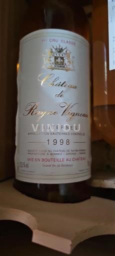 Bordeaux Sauternes Premier Cru Château Rayne Vigneau 1998