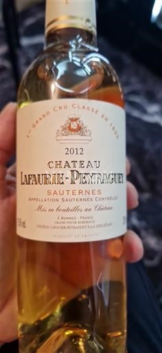 Bordeaux Sauternes Premier Cru Château Lafaurie-Peyraguey 2012
