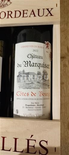 Bordéus Côtes-de-bourg Château Marquisat Vieilles Vignes 2022