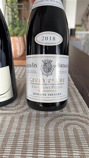 Bourgogne Givry Premier Cru Domaine Thenard Clos Saint-Pierre Monopole 2018