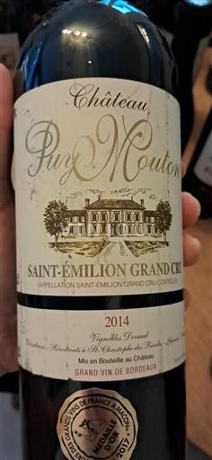 Bordeaux Saint-Émilion Grand Cru Château Puy Mouton 2014