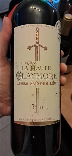 Bordeaux Lussac-saint-émilion Château La Haute Claymore 2018