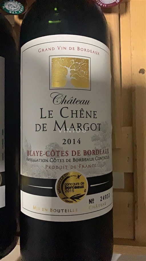 Bordéus Blaye-Côtes-de-Bordéus Château Le Chêne de Margot 2014