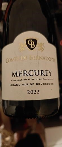 Bourgogne Mercurey Comte de Bernadotte 2022