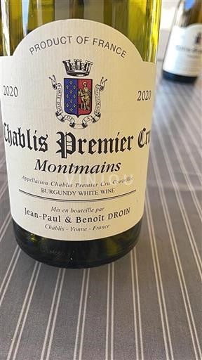 Burgundsko Chablis Premier Cru Jean-Paul & Benoît Droin Montmains 2020