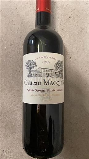 Bordeaux Saint-Georges-Saint-Émilion Château Macquin 2022