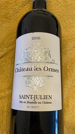 Bordeaux Saint-Julien Grand Cru Château Les Ormes 2016