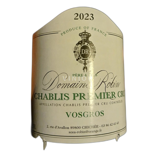 Bourgogne Chablis premier cru Domaine Robin Vosgros 2023