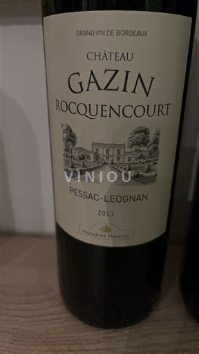 Bordeaux Pessac-Léognan Château Gazin Rocquencourt 2013