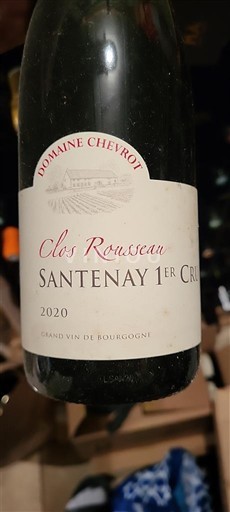 Burgundy Santenay Premier Cru Domaine Chevrot Clos Rousseau 2020
