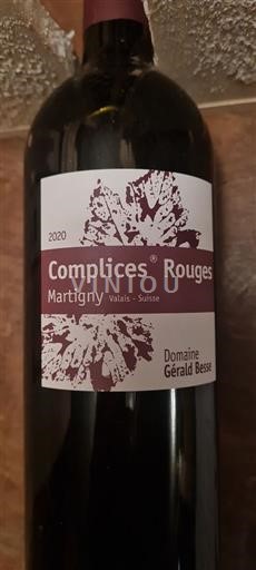 Valais Nespecifikováno Domaine Gérald Besse Complices Rouges 2020