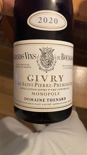 Bourgogne Givry Premier Cru Domaine Thenard Clos Saint-Pierre-Premier Cru 2020
