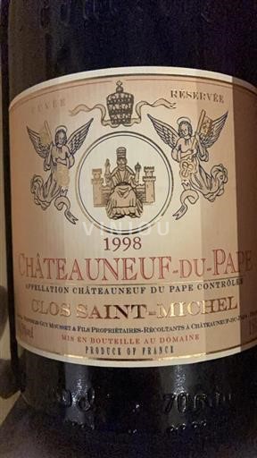 Rhônen laakso Châteauneuf-du-Pape Clos Saint Michel Réservée 1998