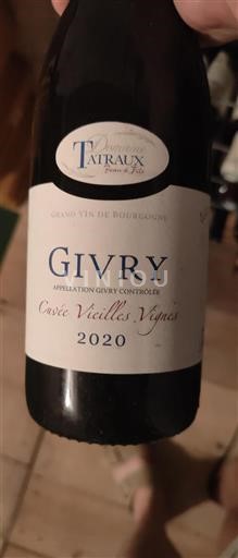 Burgundy Givry Domaine Tatraux Vieilles Vignes 2020