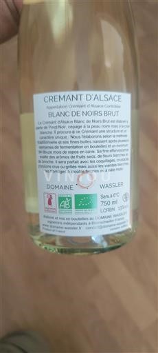 Elzas Crémant d'Alsace Grand Cru Domaine Wassler Blanc de Noirs Brut Niet-geïntegreerd