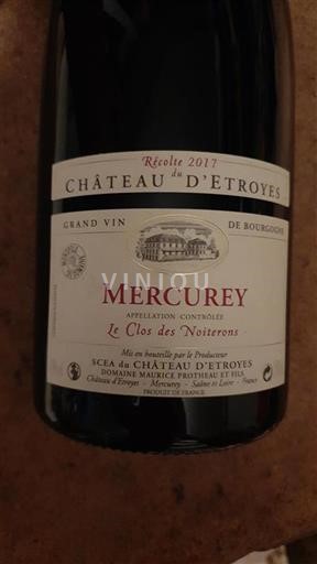 Burgundi Mercurey Château Etroyes Le Clos des Noiterons 2017