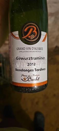 Alsace Vendanges Tardives Château Pierre et Frédéric Becht Vendanges Tardives 2018