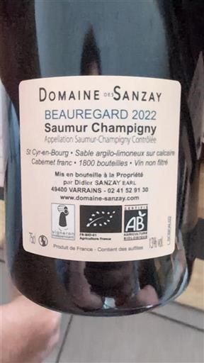 Loire Valley Saumur-Champigny Domaine Des Sanzay Beauregard 2022