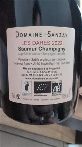 Loire Valley Saumur-Champigny Domaine Des Sanzay Les Dares 2022