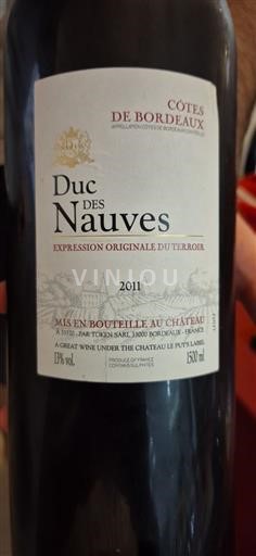 Bordeaux Côtes-de-Bordeaux Duc des Nauves Expression Originale du Terroir 2011
