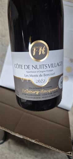 Burgundy Côte de Nuits Villages Frobourg-Macquet Les Monts de Boncourt 2022