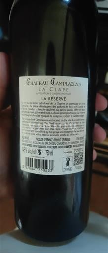 Languedoc La Clape Château Camplazens Réserve 2023