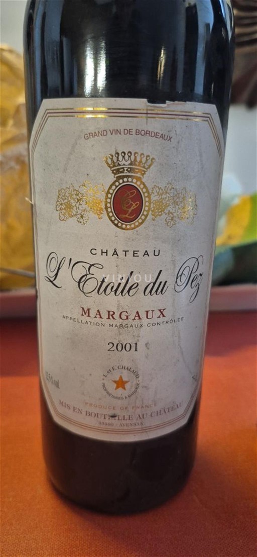 Bordeaux Margaux Château L'Étoile du Pez 2001