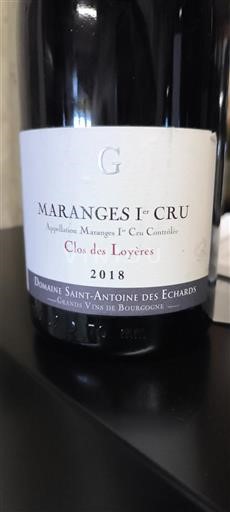 Borgonha Maranges Premier Cru Domaine Saint-Antoine des Echards Clos des Loyères 2018