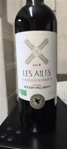 Bordeaux Bordeaux supérieur Moulin de Pillardot Les Ailes 2018