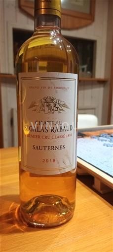 Bordeaux Sauternes Premier Cru Château Sigalas Rabaud 2018
