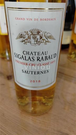Bordeaux Sauternes Premier Cru Château Sigalas Rabaud 2018