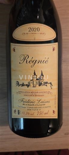 Beaujolais Régnié Frédéric Laissus 2020