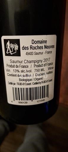 Loire Valley Saumur-Champigny Domaine Des Roches Neuves 2017