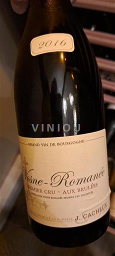 Bourgogne Vosne-romanée Premier Cru J. Cacheux Aux Brûlées 2016