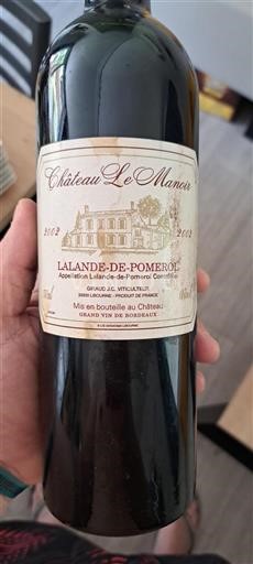 Burdeos Lalande-de-Pomerol Château Le Manoir 2002