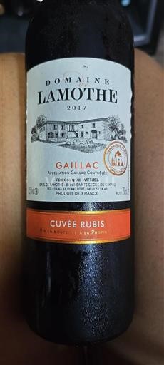 Sud-Ouest Gaillac Domaine Lamothe Rubis 2017