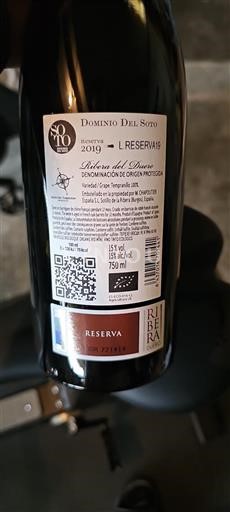 Castilien og León Ribera del Duero Dominio Del Soto L.RESERVA19 2019
