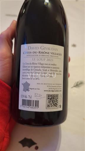 Valle del Rodano Côtes-du-rhône-villages David Givaudan Le Loup 2023