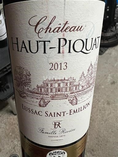 Bordeaux Lussac-saint-émilion Château Haut-Piquat 2013
