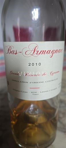 Armagnac VSOP Grande Réserve de Cyrano Cyra 13a - 2010 Pháp Tây Nam Bas-Armagnac