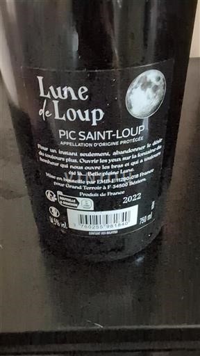 Vin Rouge sec Lune de Loup Grand Terroir 2022 France Languedoc Pic-saint-loup AOC