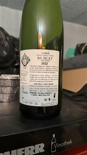 Alsace Muscat Domaine Bollenberg Clos Sainte Apolline 2022