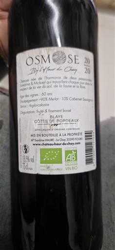 Burdeos Blaye-Côtes de Burdeos Château L'Haur du Chay Osmose 2020